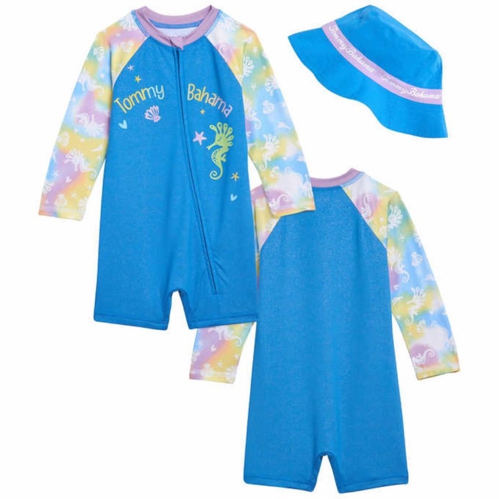 NWT Infant Baby Tommy Bahama Blue Seahorse 2-Piece Swim Rash-guard Set Sz 12/18M